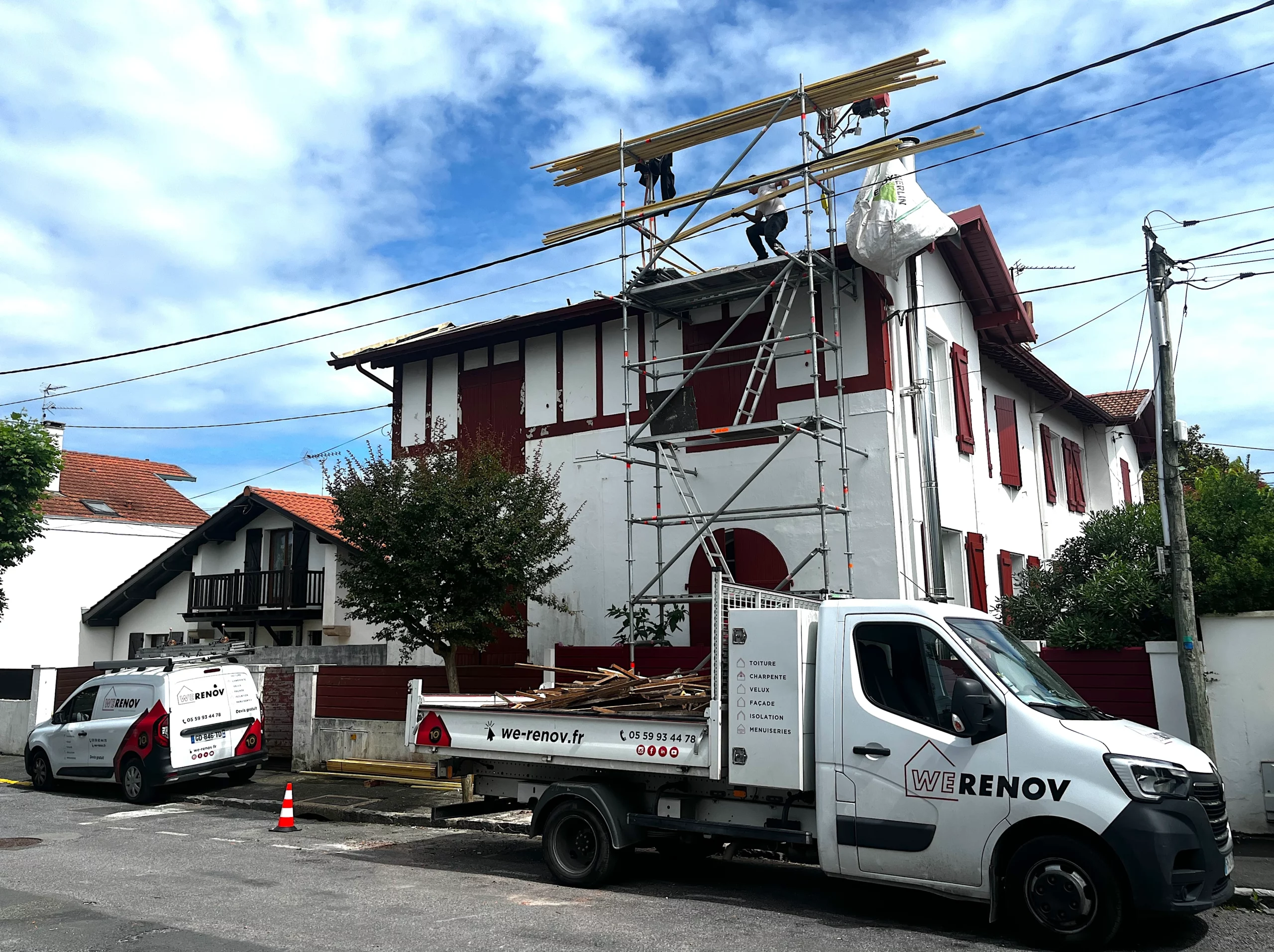 Chantier changement de toiture à biarritz