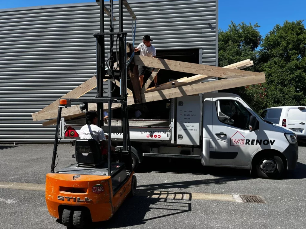 préparation d'un chantier de charpente